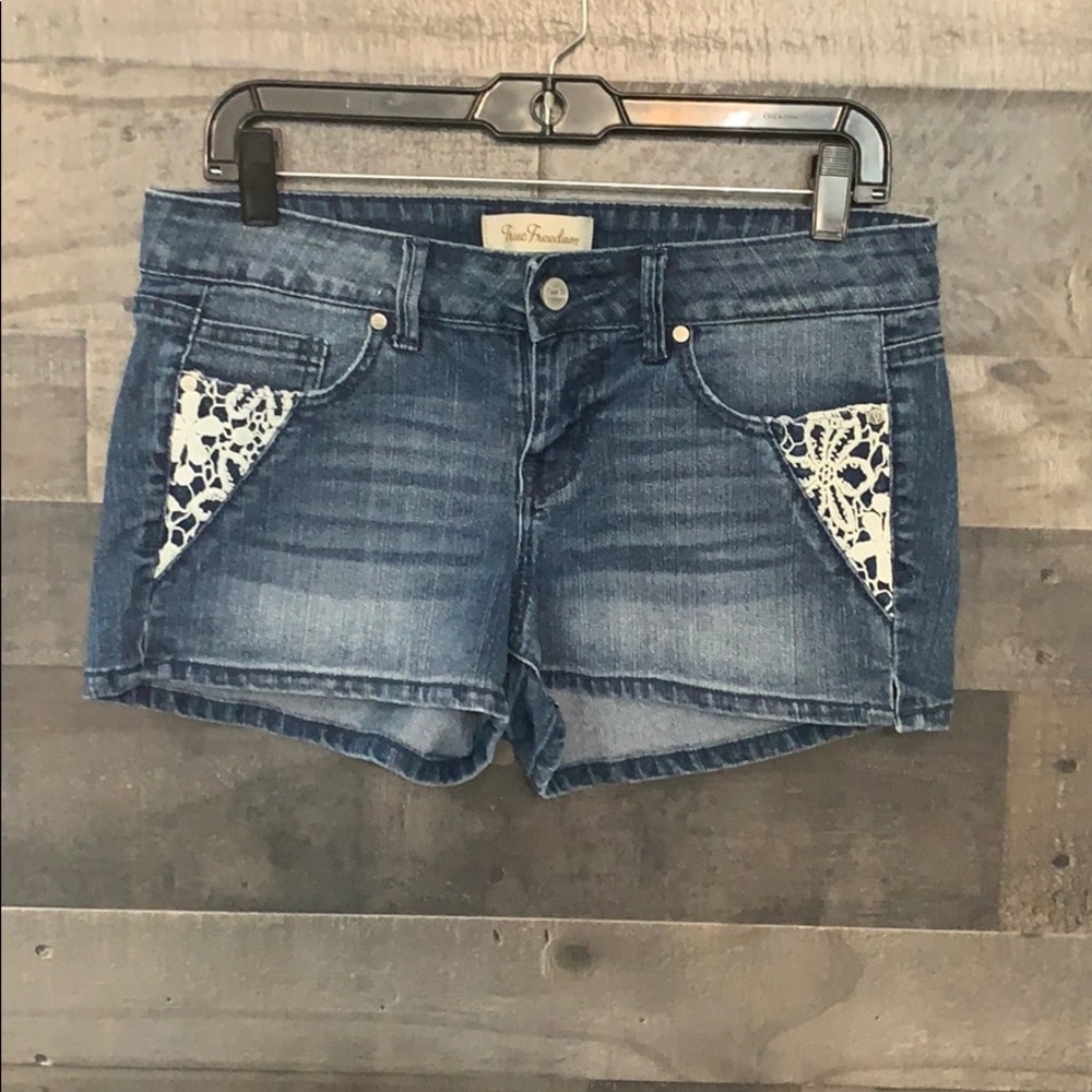 Cute True Freedom Jean Shorts with Lace